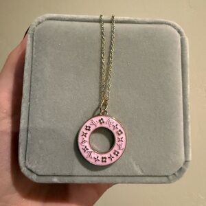 Chic Pink Circle Pendant Necklace